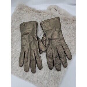 Womens Bronze Gold Genuine Leather Gloves Size 8